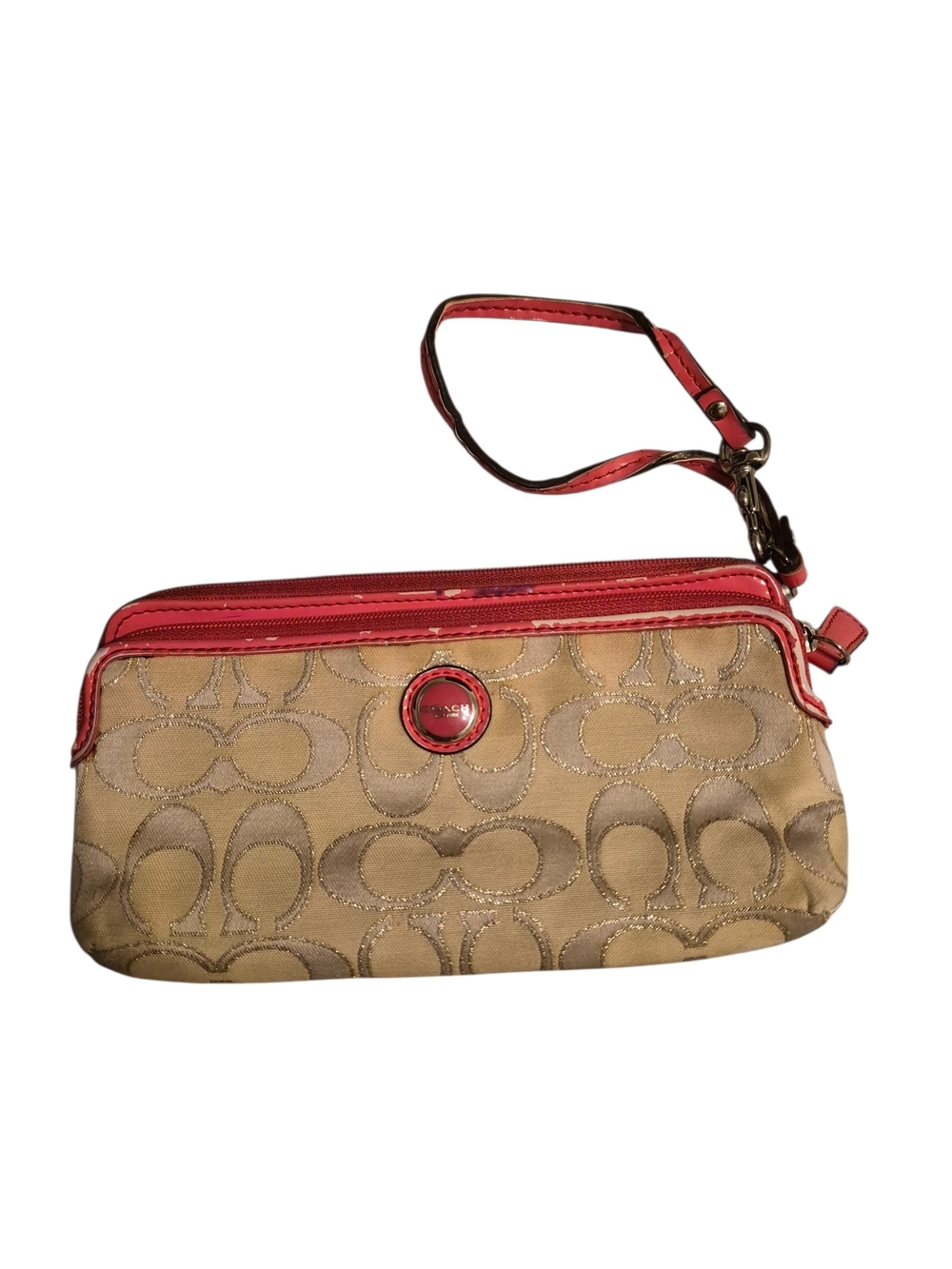 Coach Signature Jacquard Double Zip Wristlet